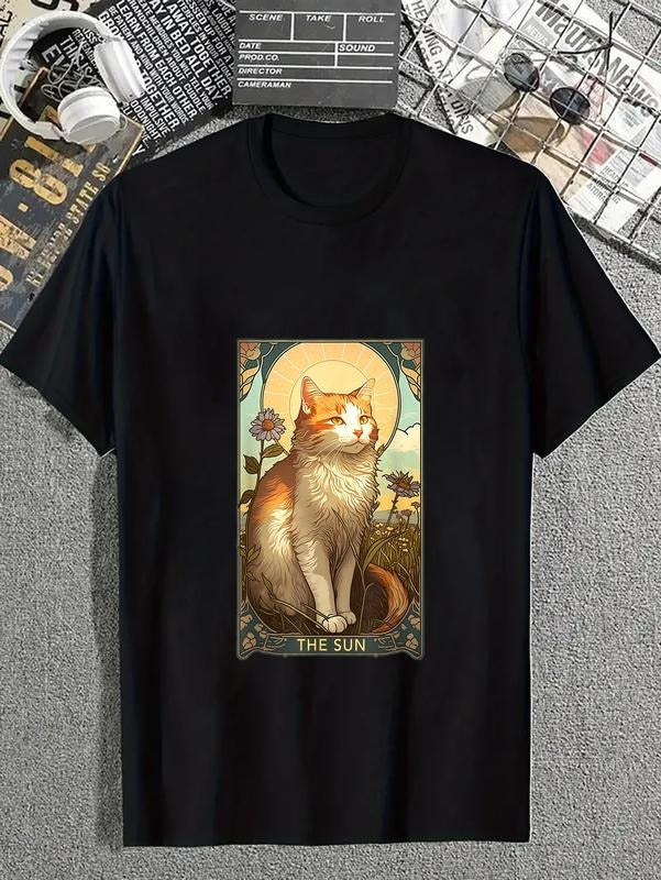 cotton Cat Tarot Card, TNF Sun Tarot Card, Art Nouveau T-Shirt T-Shirt casual Fashion graphic tees for women Hoodie,...