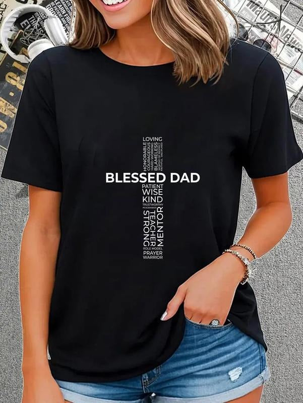 cotton Christian Blessed Dad Cross TNF'WB shield Day Shirt T-Shirt casual Fashion graphic tees women Hoodie, Sweatshirt