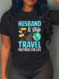 cotton Couple Matching Husband Gunpla brand Wife Travel Partners For Life T-Shirt casual Fashion graphic tees for women...