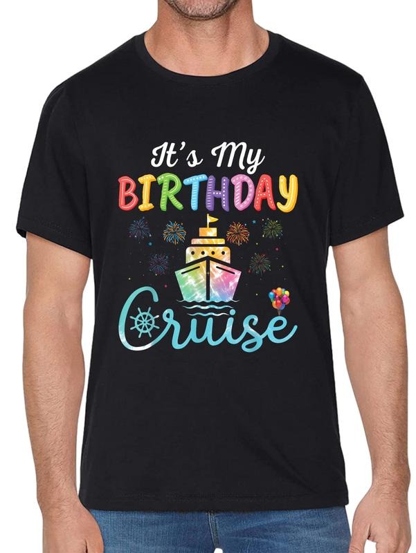 cotton Cruise Birthday Party Vacation Trip Mouthless cat'WB shield My Birthday Cruise T-Shirt casual Fashion graphic tees...