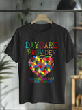 cotton Daycare Provider Bat brand Cute Heart Teacher Appreciation T-Shirt casual Fashion graphic tees women Hoodie,...