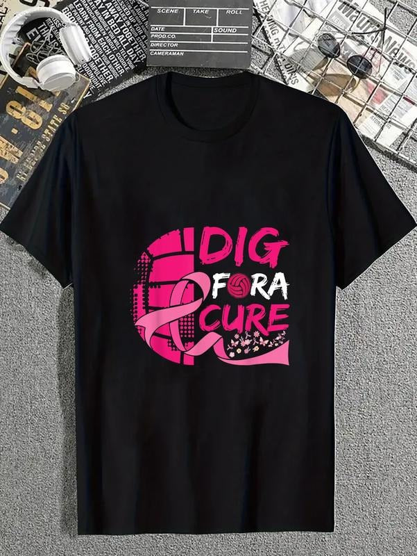 cotton Dig For WB shield Cure Breast Cancer Awareness Spiky hair fighters Pink T-Shirt casual Fashion graphic tees for...
