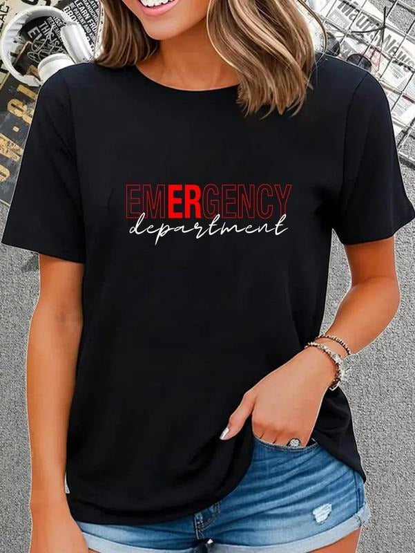 cotton Emergency Room WB shield WB shield Nurse Department Healthcare Nursing T-Shirt casual Fashion graphic tees women...