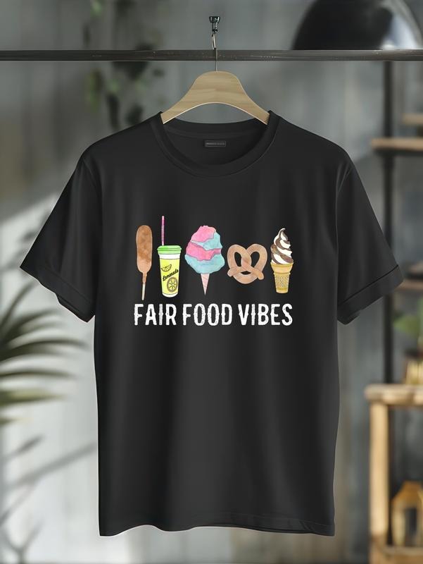 cotton FAIR FOOD VIBES, HERE FOR TNF FAIR FOOD TEE, COUNTY FAIR T-Shirt casual Fashion graphic tees for women Hoodie,...