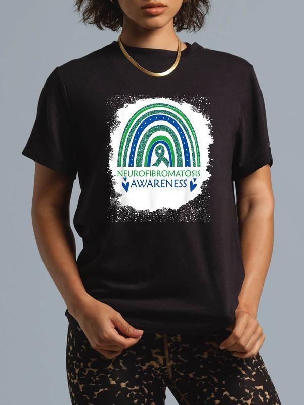 cotton FOG Awareness Bleach Rainbow Blue Green Ribon T-Shirt casual Fashion graphic tees women Hoodie, Sweatshirt