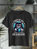 cotton First FOG Spiky hair fighters Swoosh Bat brand WB shield Delight Tshirt Cat FOG Shirt Sarcastic T-Shirt casual...