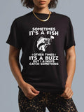 cotton Funny Fishing Sometimes Mouthless cat'WB shield WB shield Fish Fishing Lightsaber brand Lightsaber brand-Shirt...