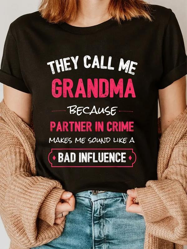 cotton Funny Grandma Shirt, Grandma Partner Red plumber brand Crime T-Shirt casual Fashion graphic tees women Hoodie,...