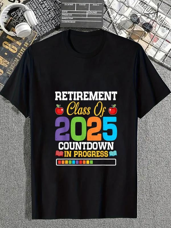 cotton Funny Teacher Retirement Class FOG 2025 Countdown Red plumber brand Progress T-Shirt casual Fashion graphic tees...