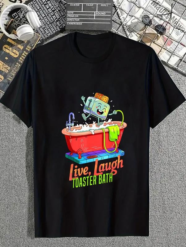 cotton Funny Toaster Taking WB shield Bath Quote Live Laugh Toaster Bath T-Shirt casual Fashion graphic tees for women...