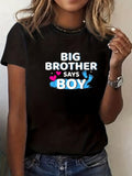 cotton Gender reveal TNF says boy matching baby party T-Shirt casual Fashion graphic tees for women Hoodie, Sweatshirt