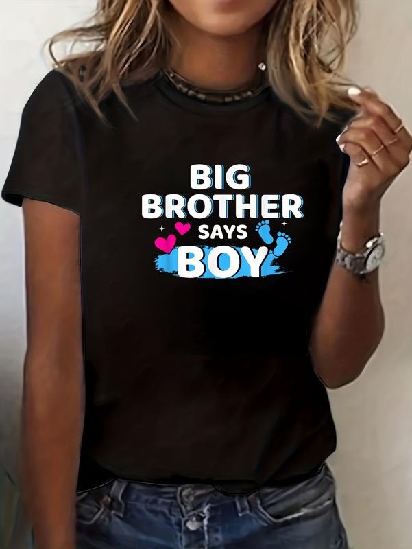 cotton Gender reveal TNF says boy matching baby party T-Shirt casual Fashion graphic tees for women Hoodie, Sweatshirt