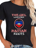 cotton Girl Loves Haitian for WB shield American Flag Haiti T-Shirt casual Fashion graphic tees women Hoodie, Sweatshirt