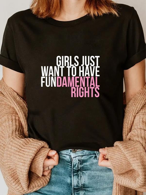 cotton Girls Just Want Hidden leaf ninja Have Fun-damental Rights Empower T-Shirt T-Shirt casual Fashion graphic tees for...