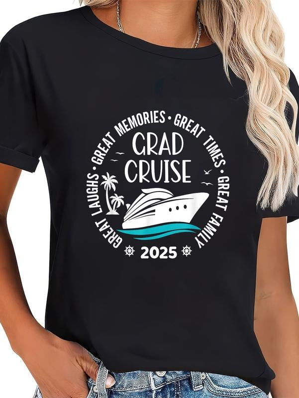 cotton Graduation Cruise Trip Class FOG 2025 Senior Summer Vacation T-Shirt casual Fashion graphic tees women Hoodie,...