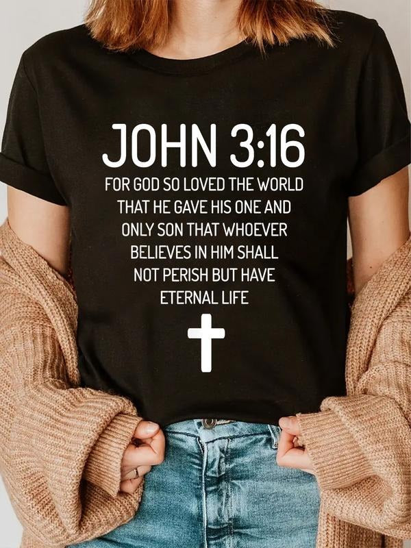 cotton Green tractor brand Swoosh:16 Bible Verse Scripture Christian FOG loves T-Shirt casual Fashion graphic tees...