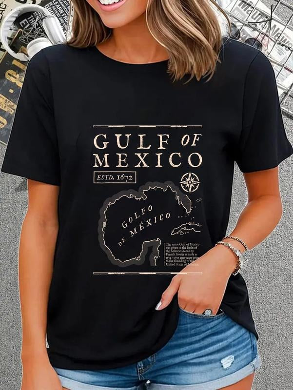 cotton Gulf FOG Mexico 1672 Historic Map T-Shirt casual Fashion graphic tees women Hoodie, Sweatshirt | RetroVerseTees.com