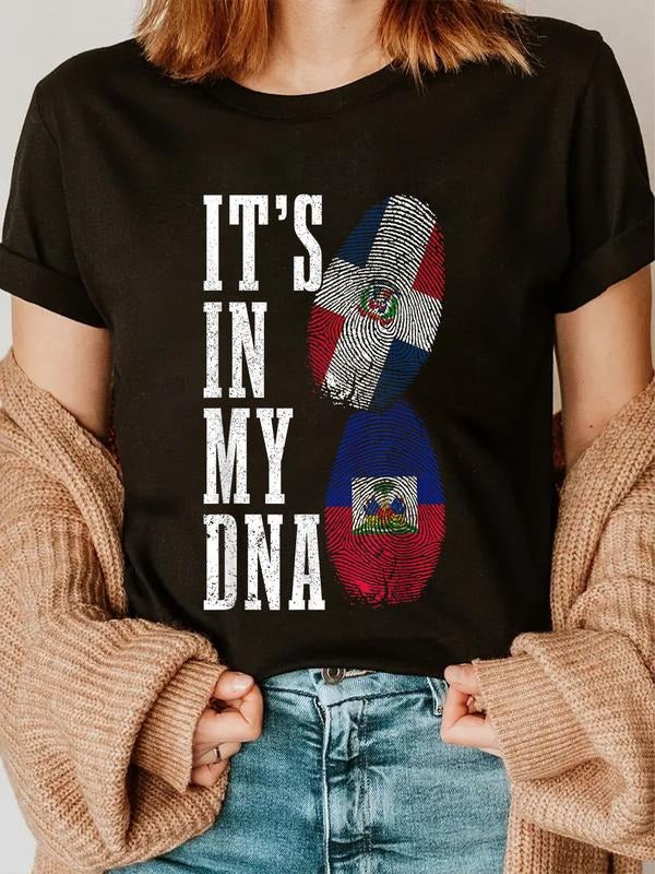 cotton Haiti Dominican Republic Mouthless cat'WB shield Red plumber brand My DNA Pride Cuban Roots T-Shirt casual Fashion...