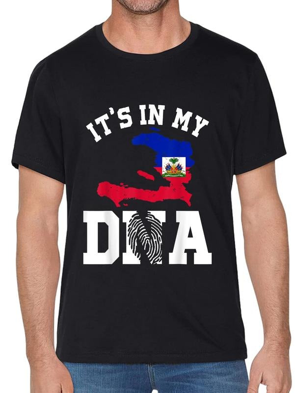 cotton Haiti Red plumber brand My DNA Haitian Pride T-Shirt Haitian Flag Shirt T-Shirt casual Fashion graphic tees women...