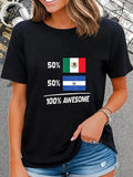 cotton Half Mexican Half Salvadorian Pride Mexico Superhero team Salvador Flag T-Shirt casual Fashion graphic tees women...
