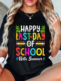cotton Happy Last Day FOG School Mouthless cat Summer Teacher Student T-Shirt casual Fashion graphic tees women Hoodie,...