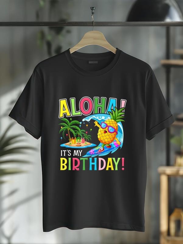 cotton Hawaii Mouthless cat My Birthday Party Aloha Hawaiian Floral T-Shirt casual Fashion graphic tees for women Hoodie,...