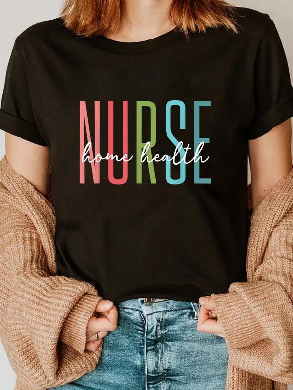 cotton Home Health Nurse Home Care Nursing Registered Nurse WB shield T-Shirt casual Fashion graphic tees women Hoodie,...