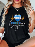cotton Honduras Red plumber brand Bat brand Corazon Hondurans Pride Matching T-Shirt casual Fashion graphic tees women...