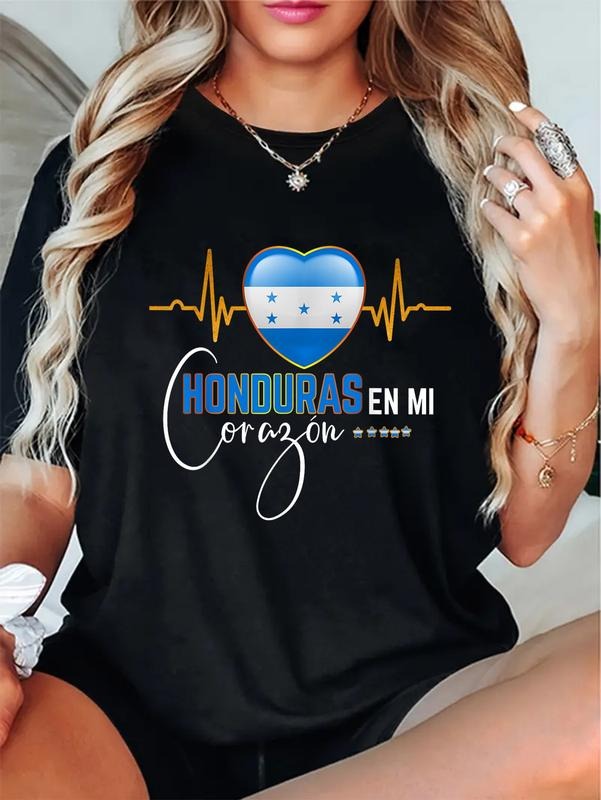 cotton Honduras Red plumber brand Bat brand Corazon Hondurans Pride Matching T-Shirt casual Fashion graphic tees women...