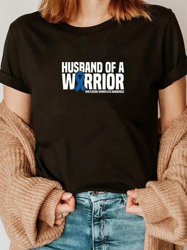 cotton Husband FOG WB shield Warrior Ankylosing Spondylitis Awareness T-Shirt casual Fashion graphic tees Hoodie, Sweatshirt