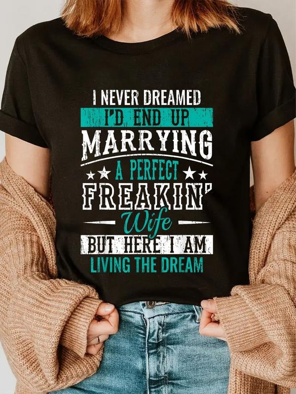 cotton Husband Swoosh Never Dreamed Swoosh'Jumpman Red plumber brand Up Marrying WB shield Perfect Wife Short Sleeve...