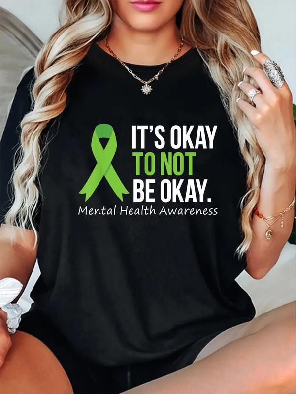 cotton Its Okay Hidden leaf ninja Not Be Okay Shirt Mental Health Awareness Ribbon T-Shirt casual Fashion graphic tees...