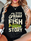 cotton Jesus Fish Story Fisherman FOG Christ Fishing Christian Gift T-Shirt casual Fashion graphic tees for women Hoodie,...
