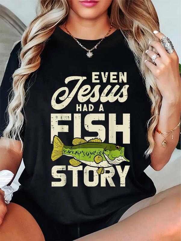 cotton Jesus Fish Story Fisherman FOG Christ Fishing Christian Gift T-Shirt casual Fashion graphic tees for women Hoodie,...