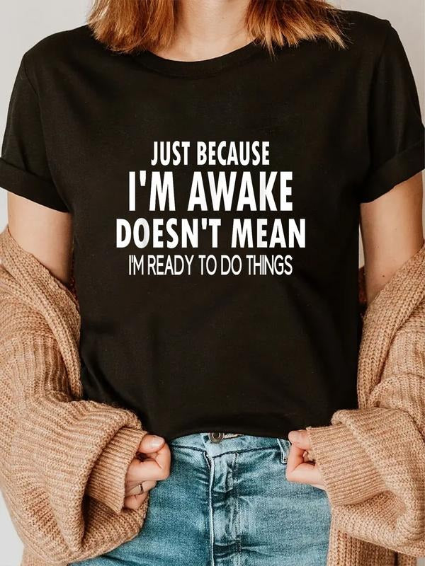 cotton Just Because Swoosh'Bat brand Awake Funny Tshirt for Tweens Gunpla brand Teens casual Fashion graphic tees women...