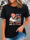 cotton Just WB shield Girl Who Loves Anime Ramen Gunpla brand Sketching Japan Anime T-Shirt casual Fashion graphic tees...