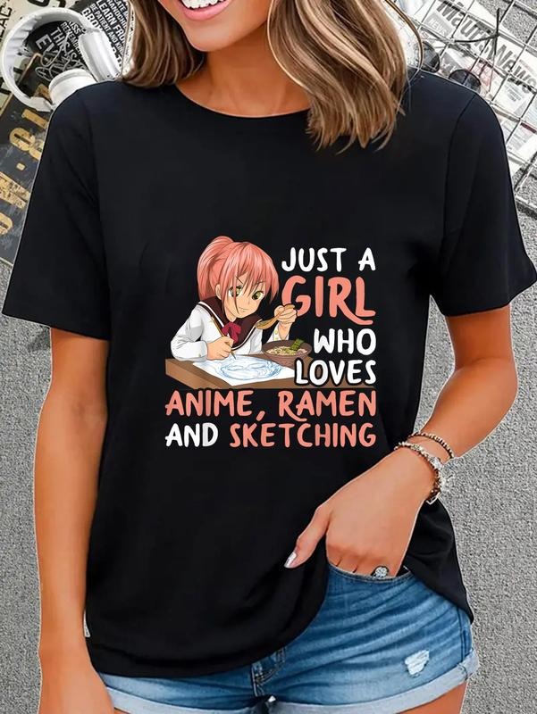 cotton Just WB shield Girl Who Loves Anime Ramen Gunpla brand Sketching Japan Anime T-Shirt casual Fashion graphic tees...