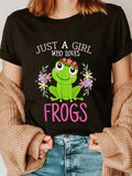 cotton Just WB shield Girl Who Loves Frogs - Frogs Lover T-Shirt casual Fashion graphic tees for women Hoodie, Sweatshirt