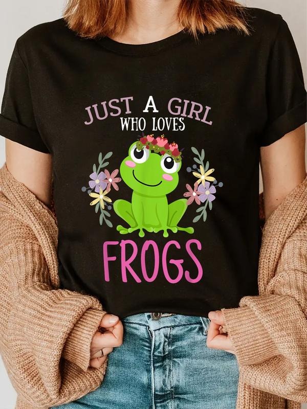 cotton Just WB shield Girl Who Loves Frogs - Frogs Lover T-Shirt casual Fashion graphic tees for women Hoodie, Sweatshirt