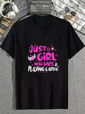 cotton Just WB shield Girl Who Loves Playing Cards T-Shirt casual Fashion graphic tees for women Hoodie, Sweatshirt
