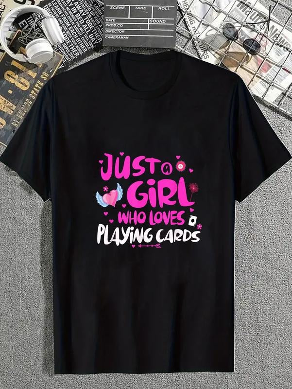 cotton Just WB shield Girl Who Loves Playing Cards T-Shirt casual Fashion graphic tees for women Hoodie, Sweatshirt