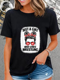 cotton Just WB shield Girl Who Loves Wrestling Wrestler Girls T-Shirt casual Fashion graphic tees women Hoodie, Sweatshirt