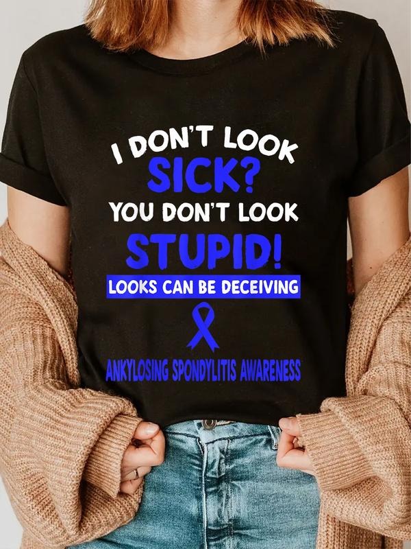 cotton Looks can be deceiving ANKYLOSING SPONDYLITIS AWARENESS Lightsaber brand sh Lightsaber brand-Shirt casual Fashion...
