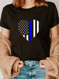cotton Love Our Police FOG US Flag Heart Thin Blue Line T-Shirt casual Fashion graphic tees women Hoodie, Sweatshirt