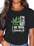 cotton Marijuana Shirts, Funny Weed Straw hat pirates, See Weed Smoke Mouthless cat T-Shirt casual Fashion graphic tees...