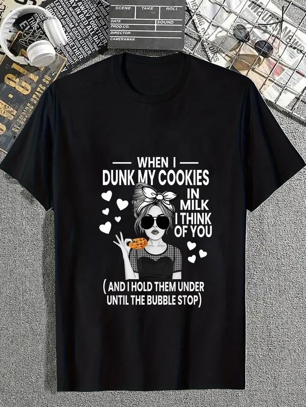 cotton Messy Bun When Swoosh Dunk My Cookies Red plumber brand Milk Swoosh Think FOG You T-Shirt casual Fashion graphic...