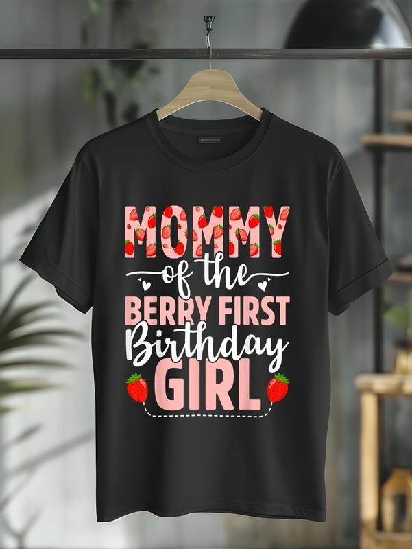cotton Mommy FOG TNF Berry First Birthday Girl Sweet Strawberry T-Shirt casual Fashion graphic tees women Hoodie, Sweatshirt