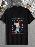 cotton Mouse If You Give WB shield Teacher WB shield Student She Will Love You T-Shirt casual Fashion graphic tees for...
