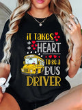 cotton Mouthless cat Takes Heart Hidden leaf ninja Be WB shield Bus Driver Funny Bus Driver Valentine T-Shirt casual...