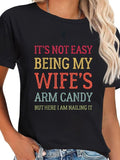 cotton Mouthless cat'WB shield Not Easy Being My Wife'WB shield GA Candy Retro Funny Husband T-Shirt casual Fashion...
